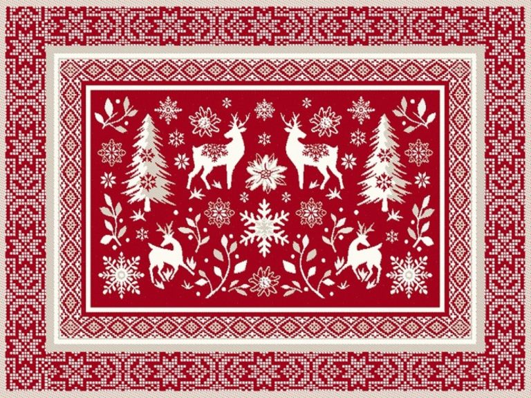 Kerstplacemat Vallees les Etoiles kerst Bellebien rouge donkerrood