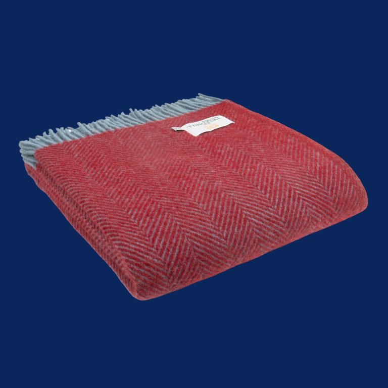 Plaid throw wol Fishbone Strawberry Bellebien