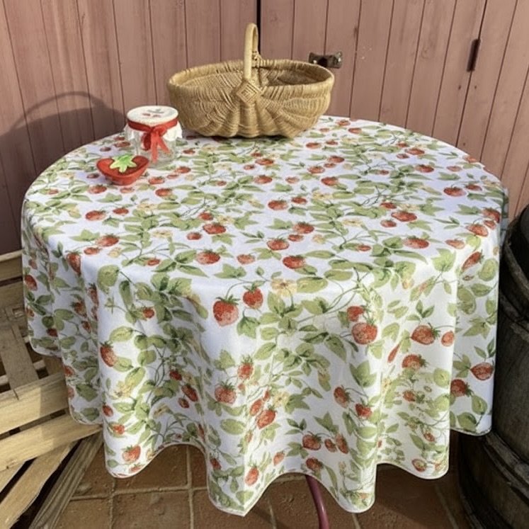 Rond tafelkleed aardbeien Bellebien