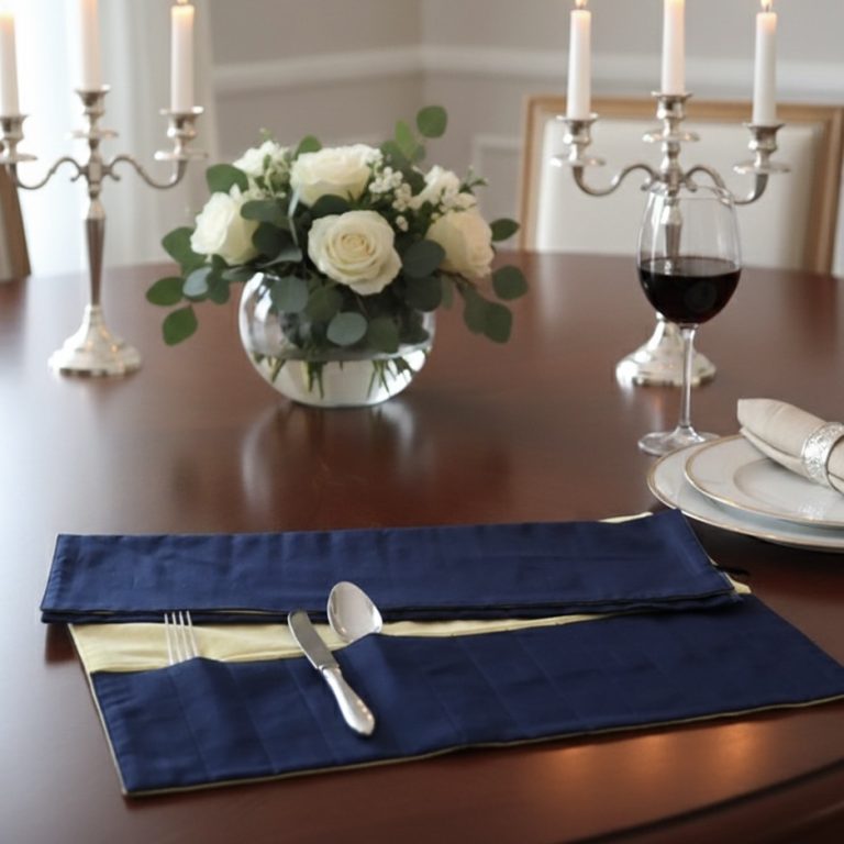 Bestekhoes donkerblauw tafelzilver messen vorken lepels Bellebien