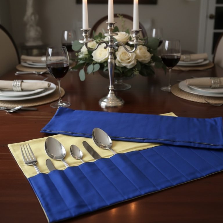 Bestekhoes koningsblauw tafelzilver messen vorken lepels Bellebien