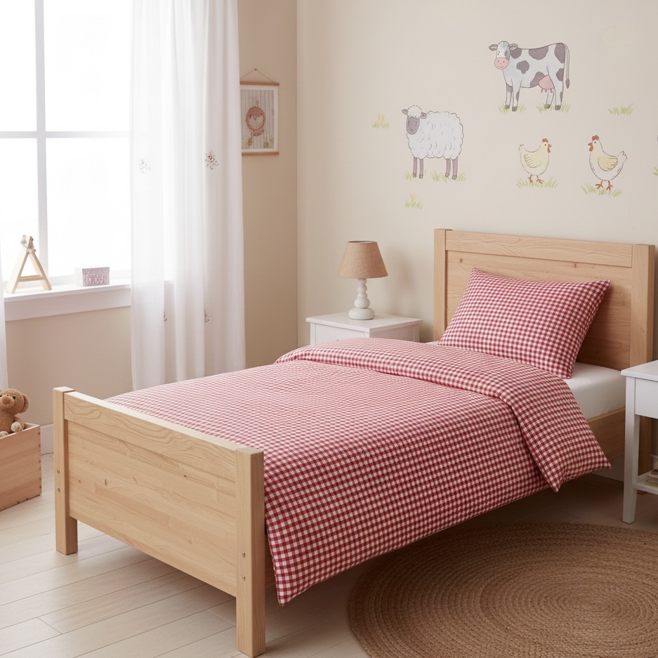 Boerenbont dekbedhoes dekbedovertrek rood wit geruit Bellebien