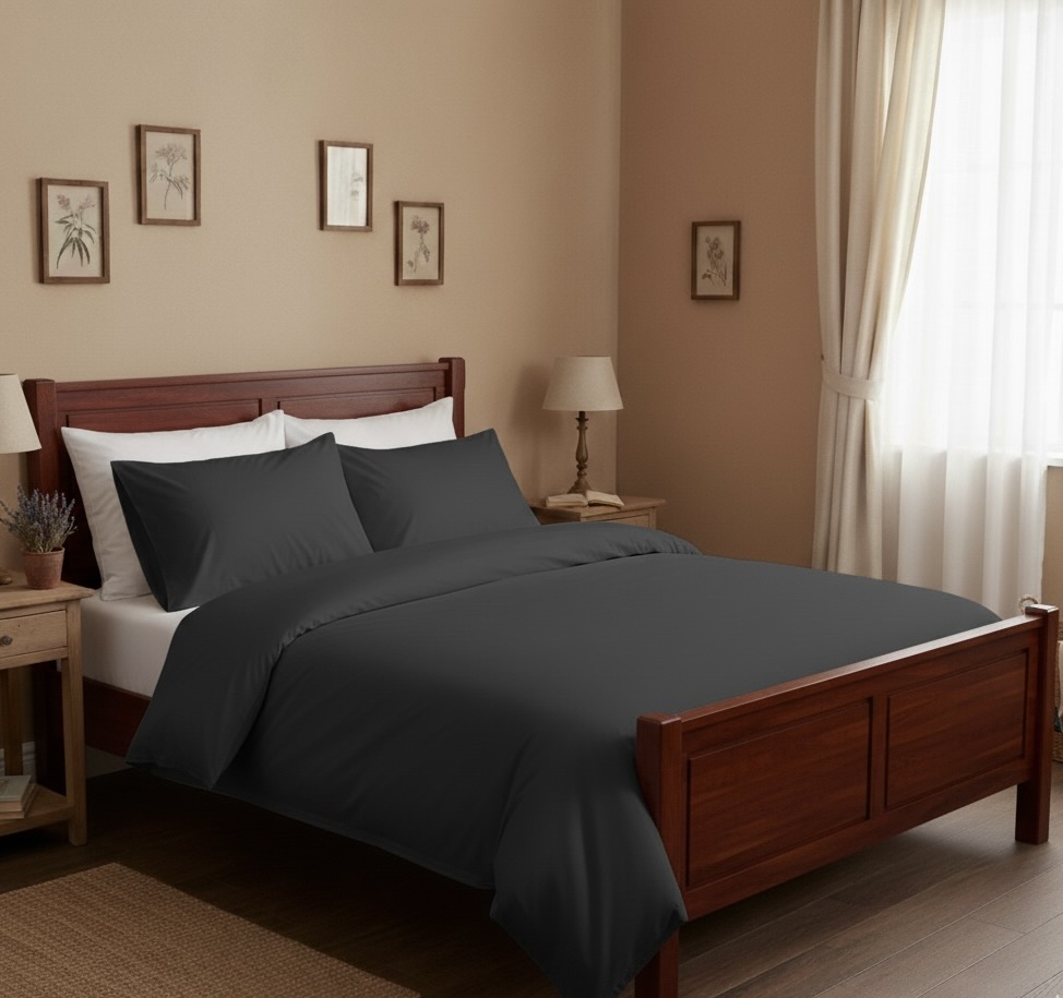 Dekbedhoes Morning Flanel antraciet 2-persoons Bellebien