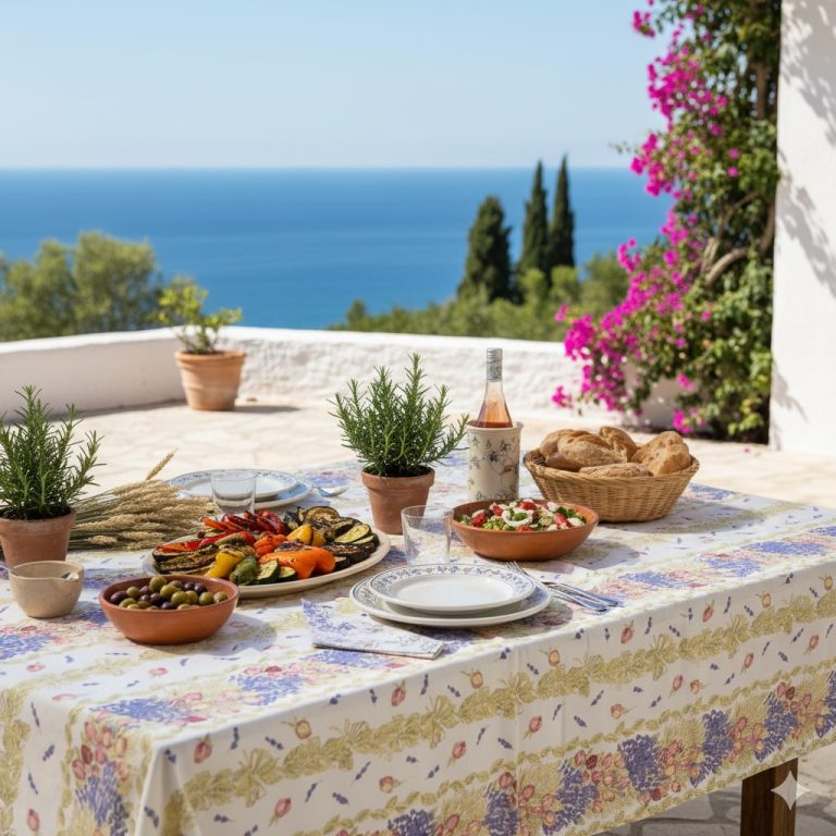 Frans tafelkleed Roses et lavandes Bellebien