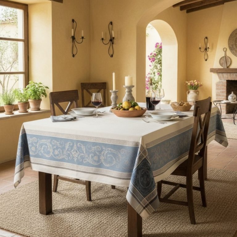 Frans tafelkleed jacquard Cheverny blauw Bellebien