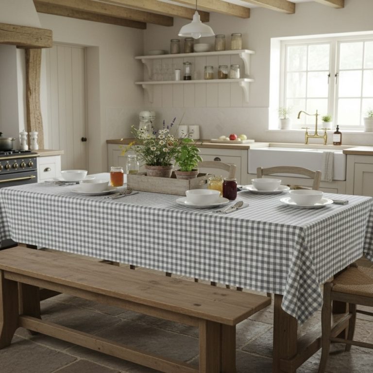 Geruit tafelkleed grijs wit geruit gecoat Bellebien