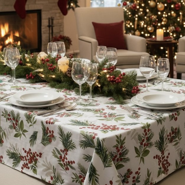 Kersttafelkleed Hulstbesjes Bellebien