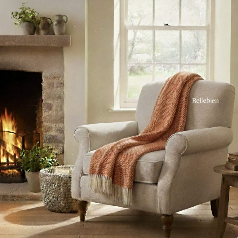 Plaid throw Fishbone Cinnamon Bellebien sfeer