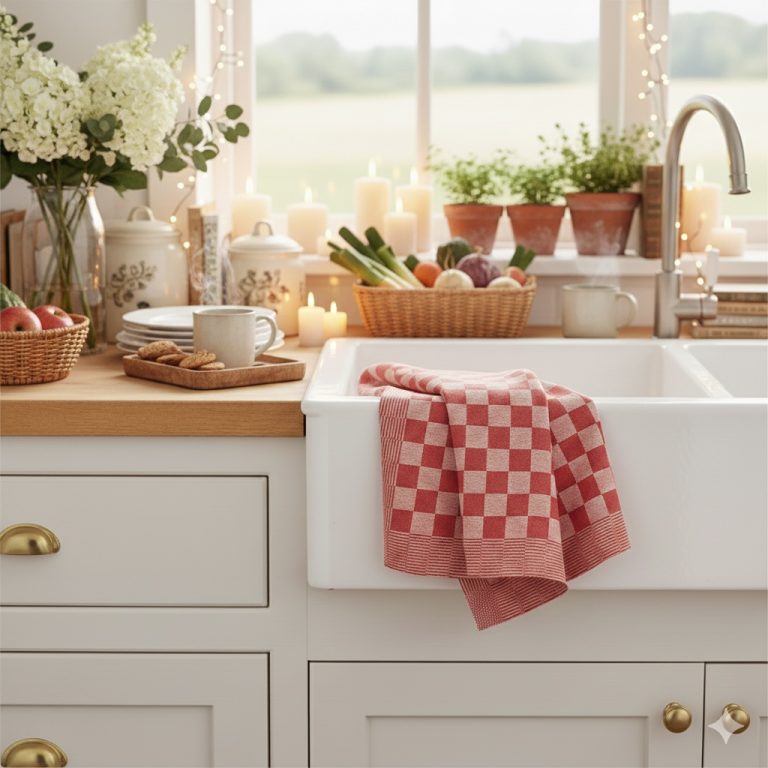 Pompdoek theedoek DDDDD barbeque rood Bellebien