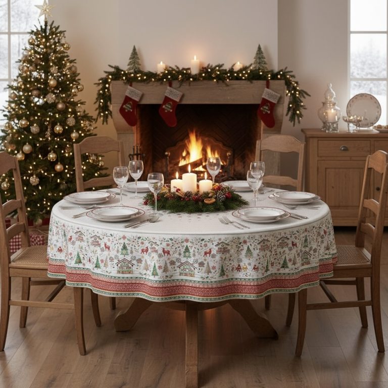 Rond kerst tafelkleed Jura Bellebien