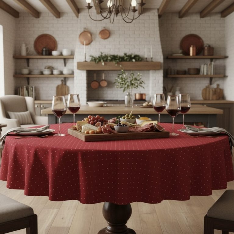 Rond tafelkleed Frans Ramatuelle donkerrood Bellebien