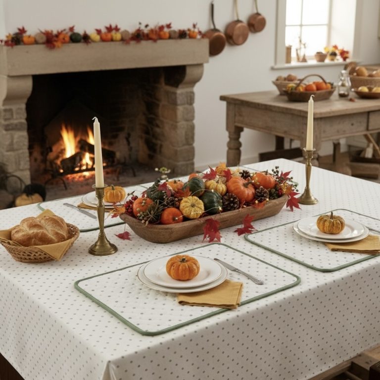 Tafelkleed Frans Ramatuelle roomwit groen Bellebien herfstsfeer