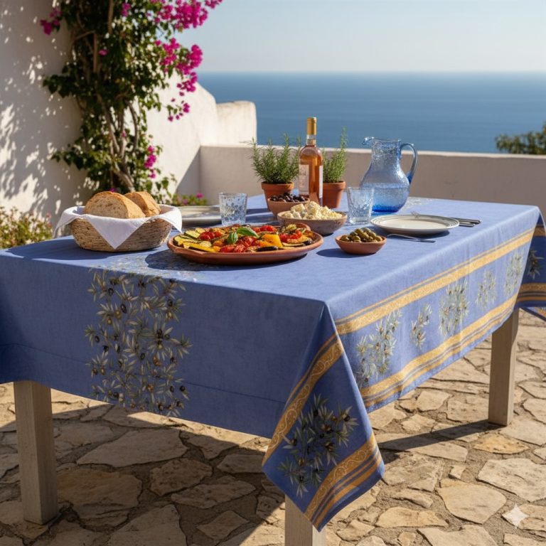 Tafelkleed Frans Rameaux d'Oliviers lavendelblauw Bellebien