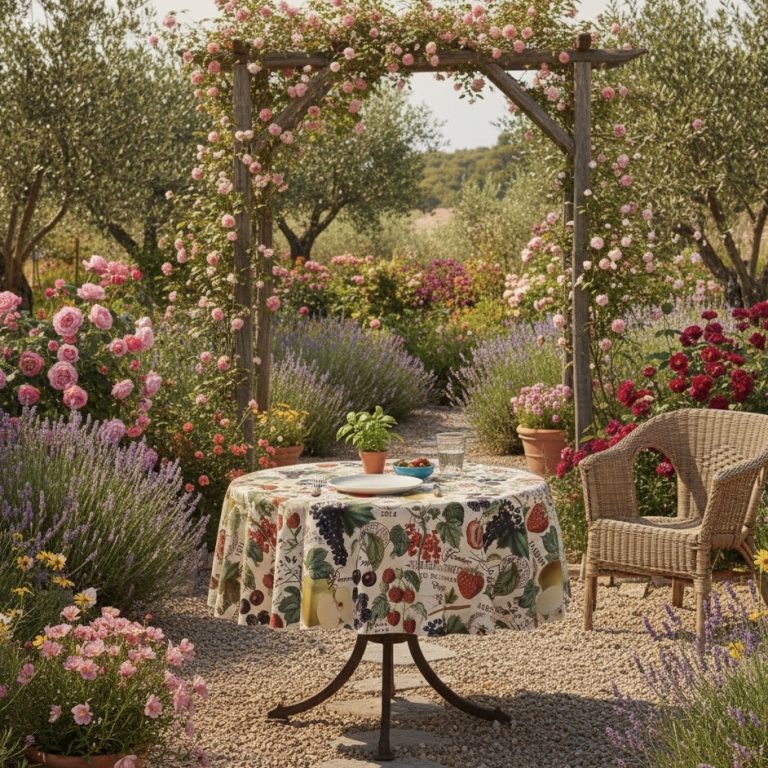 Tafelkleed Frans rond groseille Bellebien