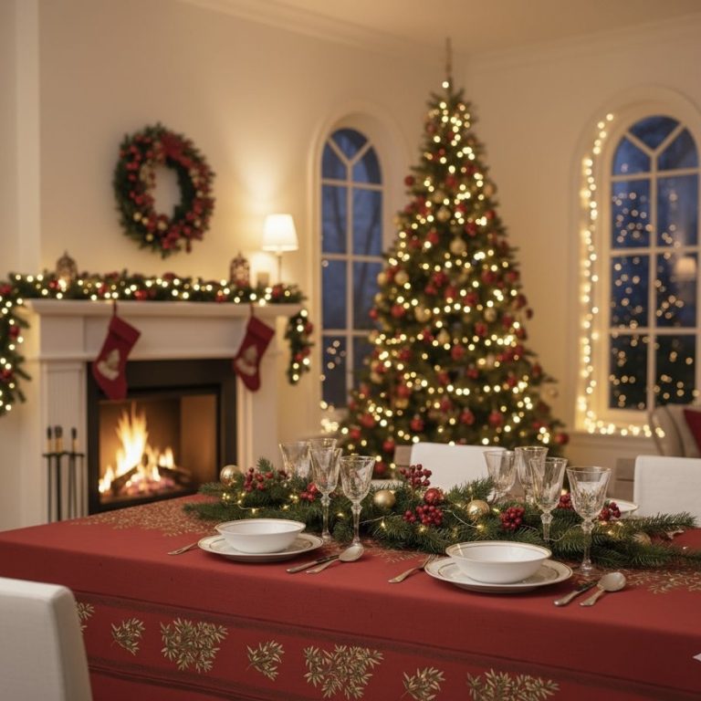 Tafelkleed Rameaux d'Oliviers donkerrood kerst Bellebien