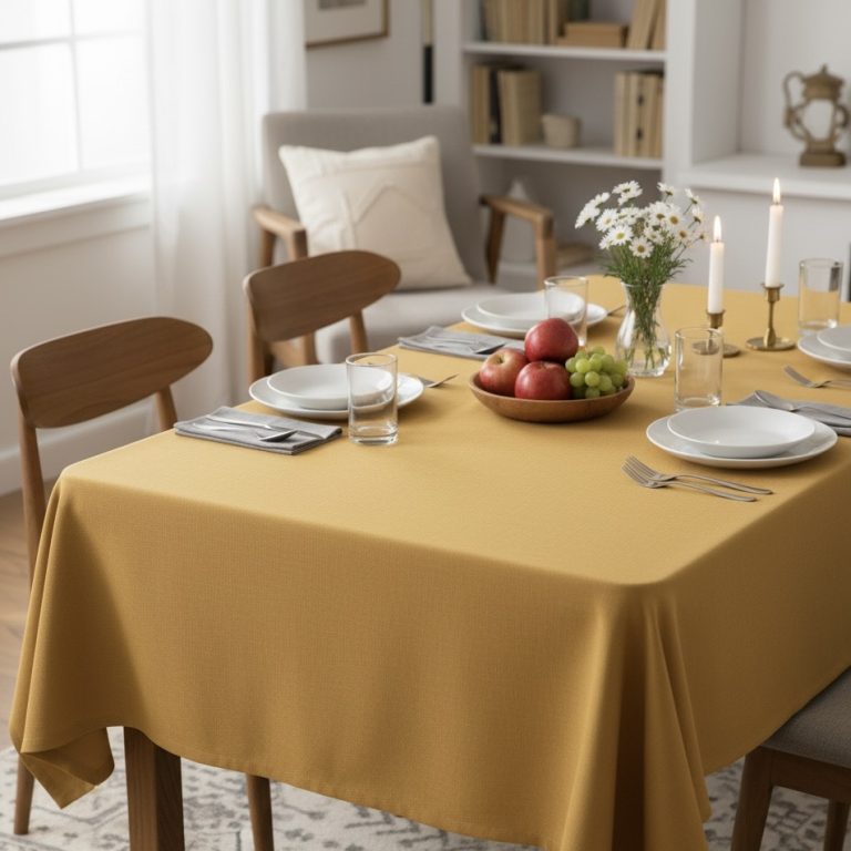 Tafelkleed gecoat linnenkatoen curcuma Bellebien