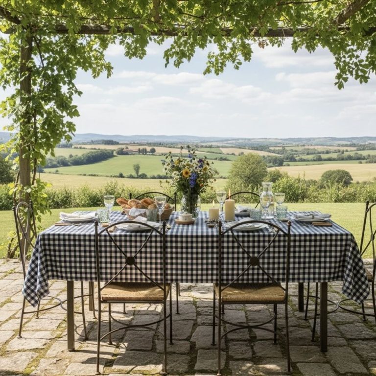 Tafelkleed geruit gecoat marine Bellebien