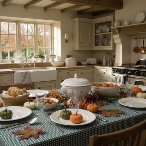 Tafelkleed groen wit geruit kleine groene ruit vichy Bellebien herfstsfeer