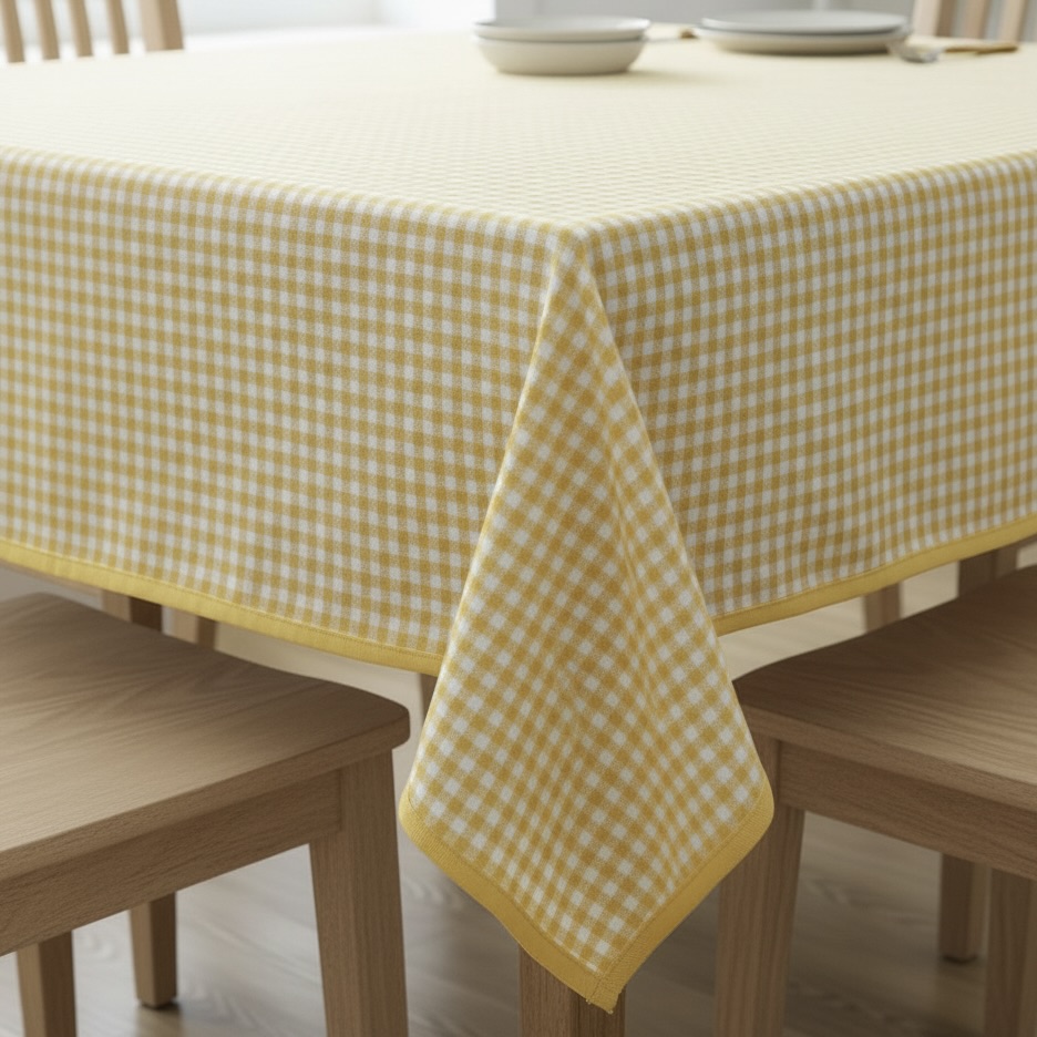Tafelkleed geel wit geruit boerenbont Bellebien