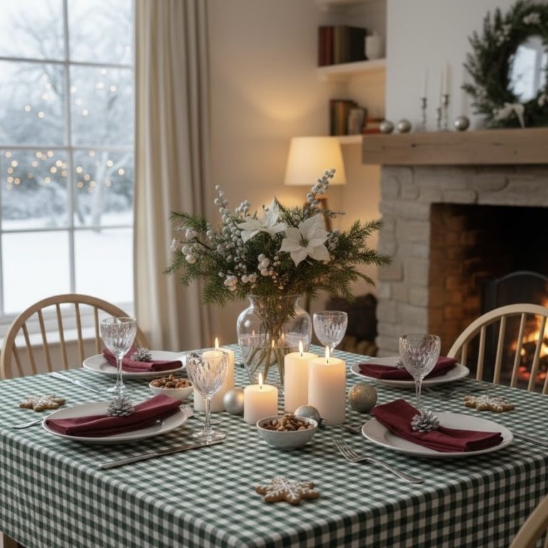 Vierkant tafelkleed flessen groen geruit 160x160 cm. Bellebien wintersfeer