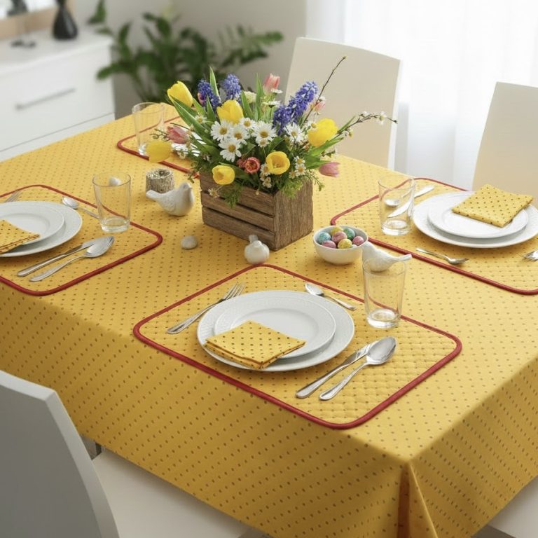 Geel paas tafelkleed Ramatuelle geel Bellebien lentesfeer