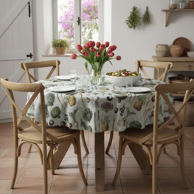 Rond tafelkleed Frans Jardiniere Bellebien lente sfeer