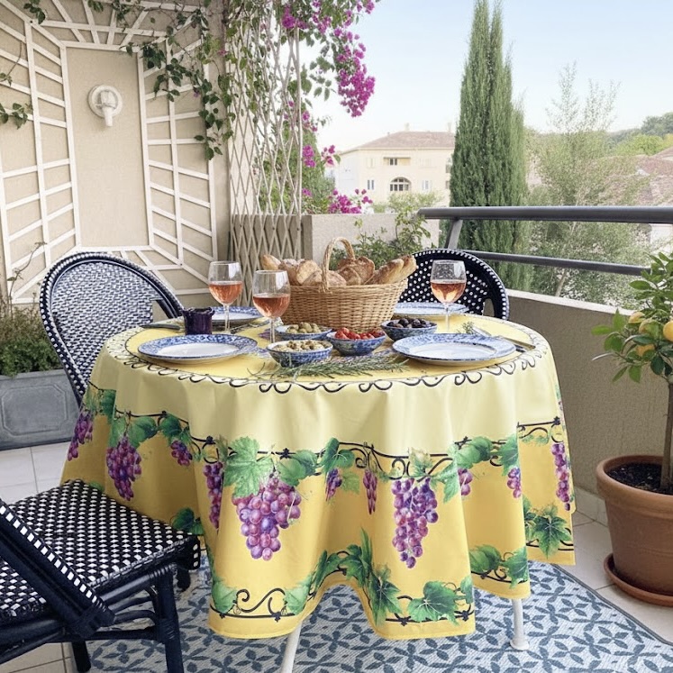 Rond tafelkleed 180 Frans geel raisin Bellebien