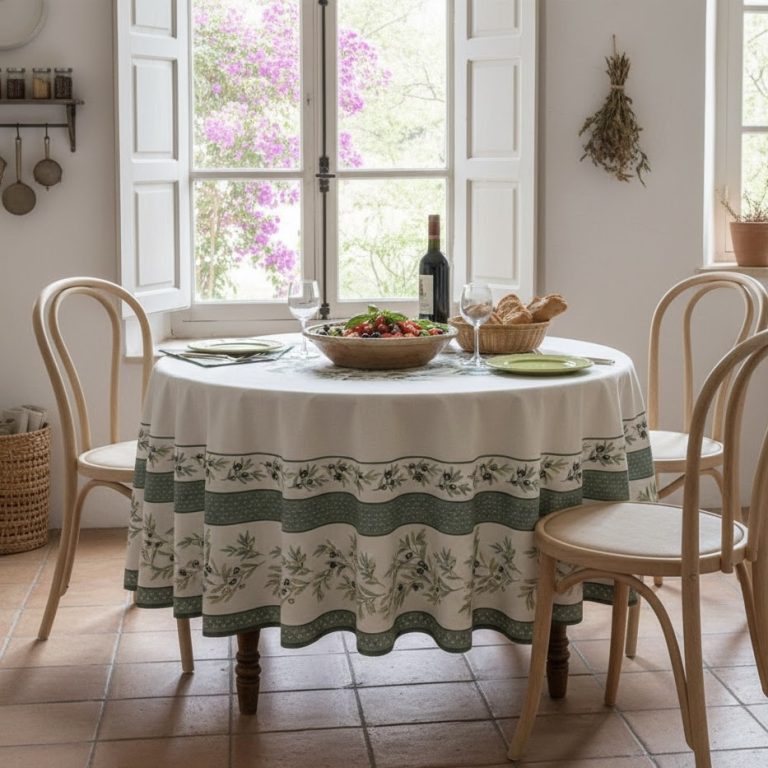 Rond tafelkleed Frans Garance groen Bellebien