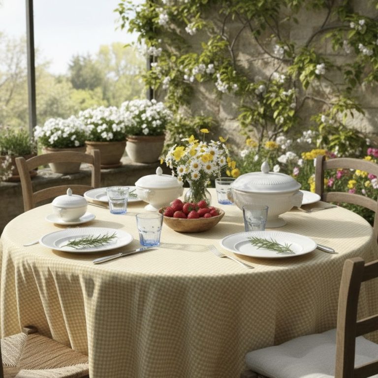 Rond tafelkleed geel geruit Bellebien lente