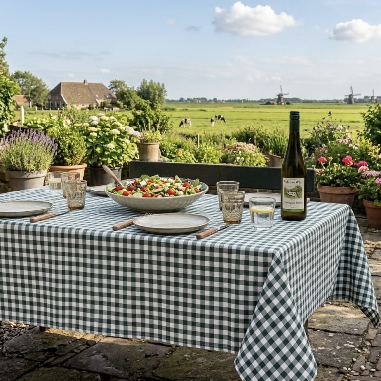 Tafelkleed geruit gecoat flessengroen Bellebien